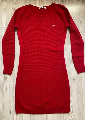Lacoste bayan Kırmızı Triko Kadın Elbise Uzun Kollu