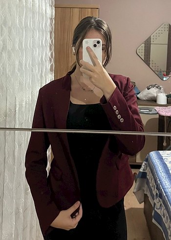 l Beden Bordo Kadın Ofis Blazeri
