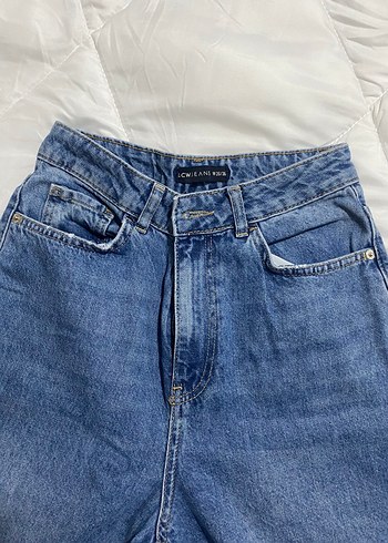 s Beden Mavi Loose Fit Midi Kot Pantolon