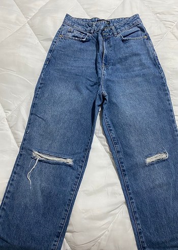s Beden mavi Renk Mavi Loose Fit Midi Kot Pantolon