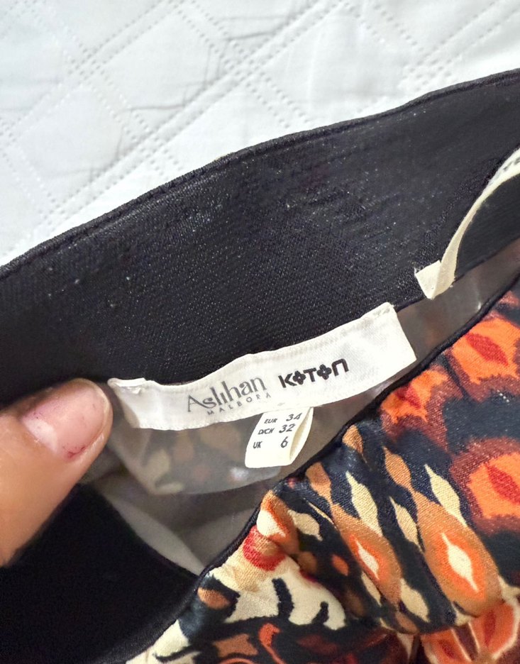 Kemer Detaylı Bohem Desenli Kadın İspanyol Paça Pantolon - Görsel 4