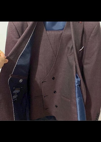 Bordo Erkek takım elbise , Regular Fit, Düğmeli - Görsel 2