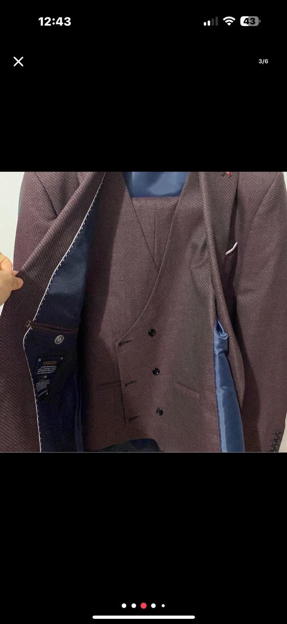 Bordo Erkek takım elbise , Regular Fit, Düğmeli - Görsel 2