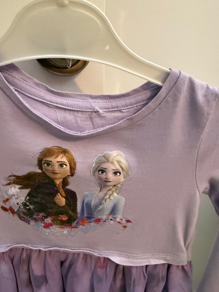 Uzun Kollu Mor Kız Çocuk Elbise - Görsel 2