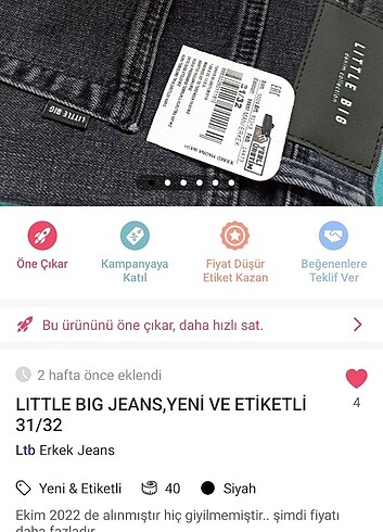 m Beden siyah Renk LITTLE BIG JEANS 31/32 Erkek jeans