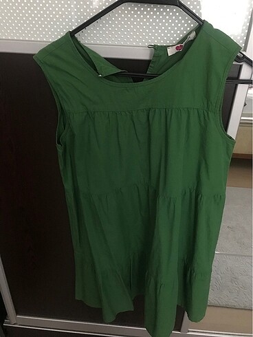 40 Beden Koton yeşil elbise