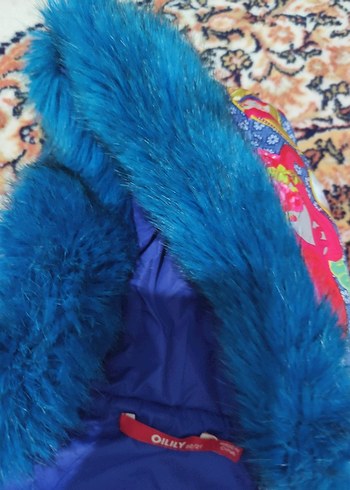 Kapüşonlu, kürklü renkli kız yeleği - Görsel 3