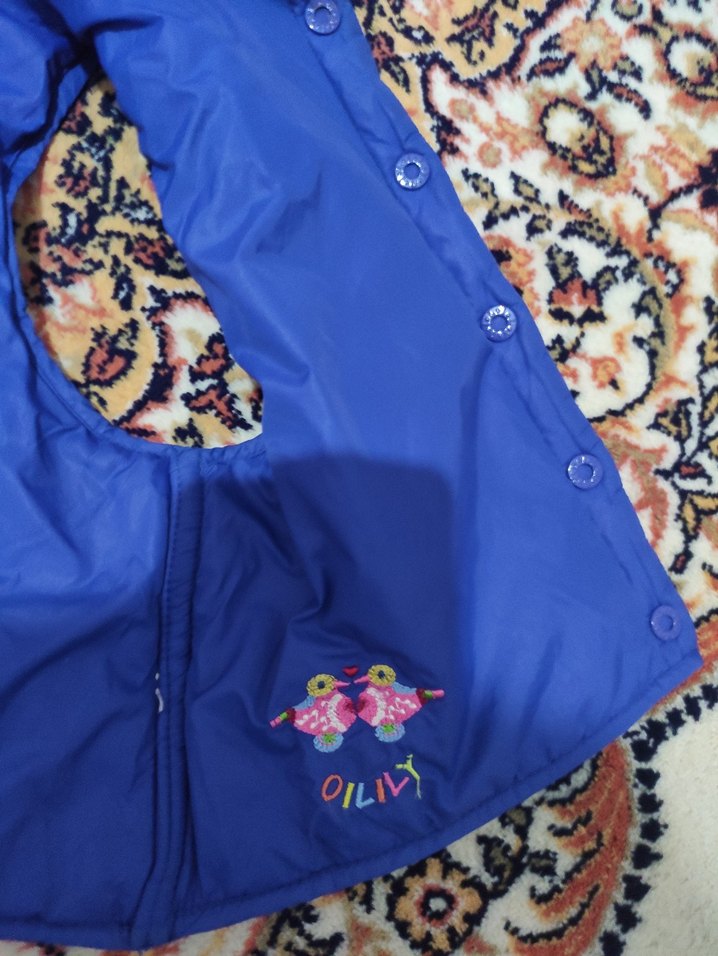 Kapüşonlu, kürklü renkli kız yeleği - Görsel 4