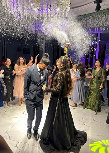 Uzun Siyah Gotik Straplez Kadın Elbise - Görsel 2