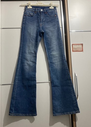 Diğer Kadın Gri Mavi Bol Kesim Midi Kot Pantolon