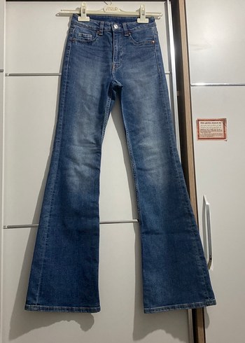 Kadın Gri Mavi Bol Kesim Midi Kot Pantolon