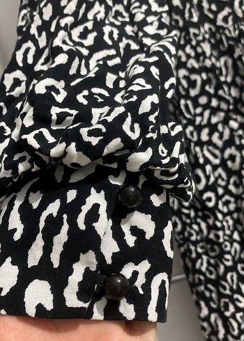 40 Beden siyah Renk Siyah Zebra Desenli Midi Kadın Elbise