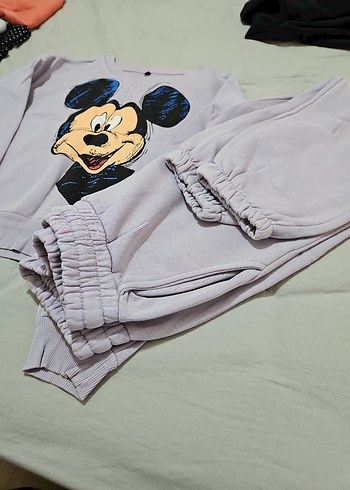 Lila Mickey Mouse Baskılı Kız Eşofman Takımı - Görsel 6