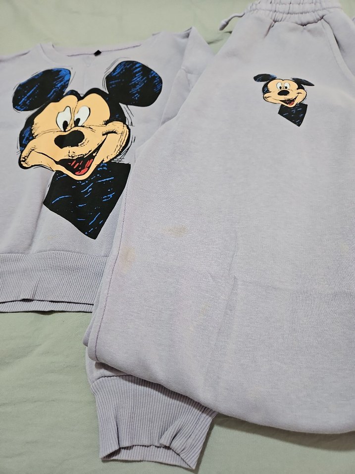 Lila Mickey Mouse Baskılı Kız Eşofman Takımı - Görsel 2