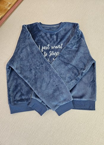 Kadın Mavi Yumuşak Dokulu Sweatshirt - Görsel 2