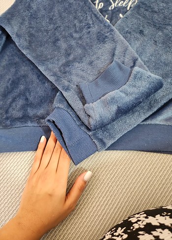 Kadın Mavi Yumuşak Dokulu Sweatshirt - Görsel 4