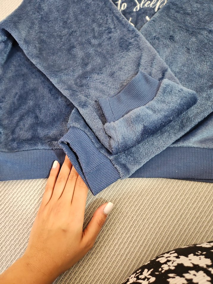 Kadın Mavi Yumuşak Dokulu Sweatshirt - Görsel 4