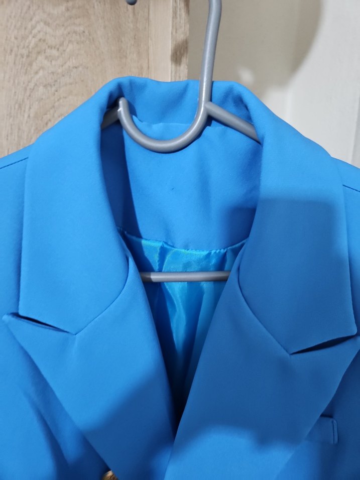 Düğmeli Mavi Kadın Blazer Ceket - Görsel 5