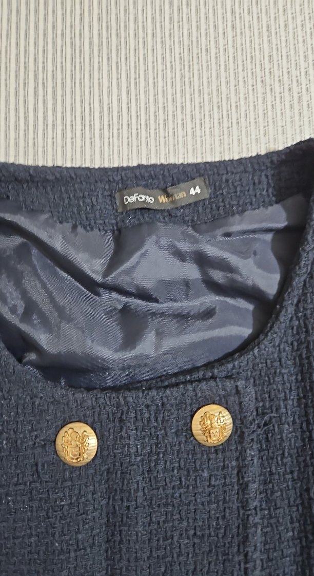 Lacivert Düğmeli Elbise - Görsel 3