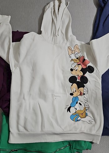Renkli Baskılı Kadın Kapüşonlu Sweatshirt 5 adet - Görsel 5