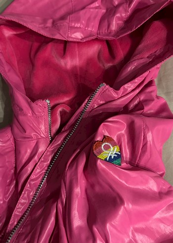 Kız Çocuk Parlak Pembe Fermuarlı Yağmurluk - Görsel 3