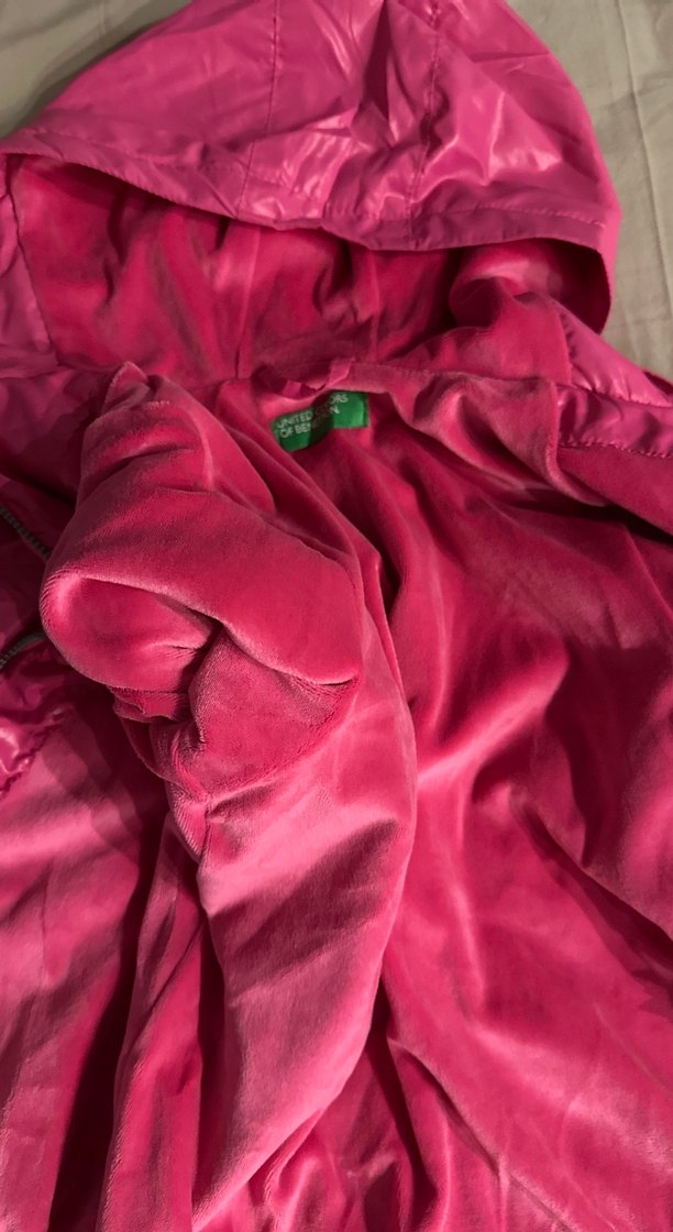 Kız Çocuk Parlak Pembe Fermuarlı Yağmurluk - Görsel 4