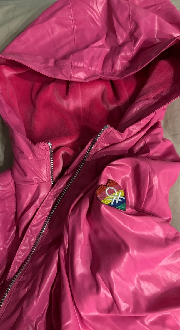 Kız Çocuk Parlak Pembe Fermuarlı Yağmurluk - Görsel 3