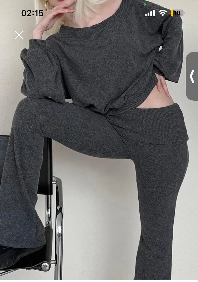 Gri Kadın Bol Kesim Kemerli Eşofman Takımı - Görsel 2