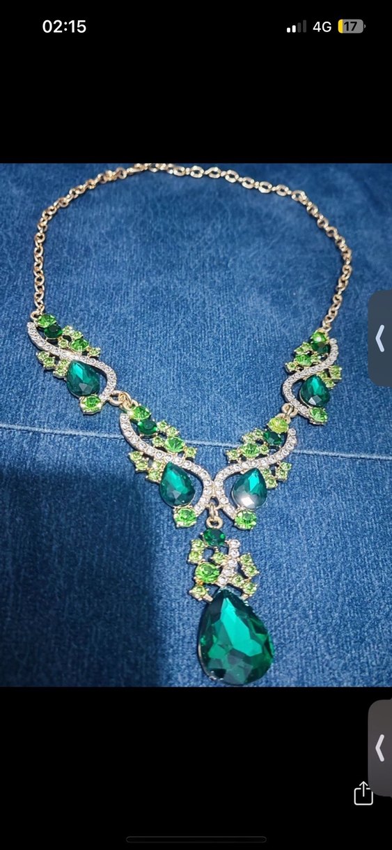 Yeşil İşlemeli Payetli Kadın Takı Seti - Görsel 2