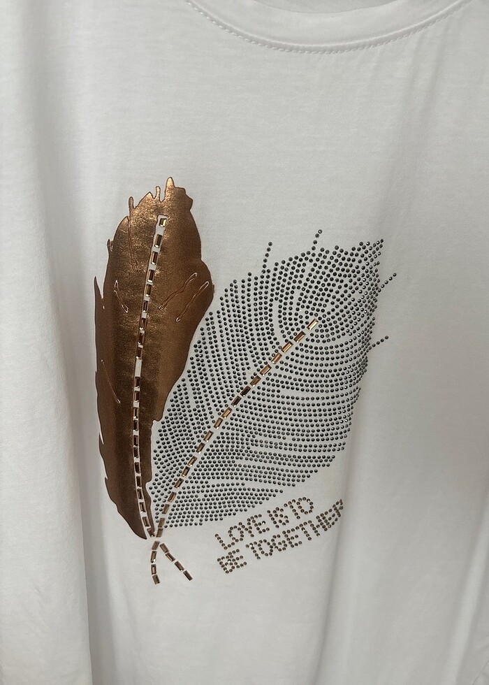 Beyaz taşlı tişört - Görsel 4