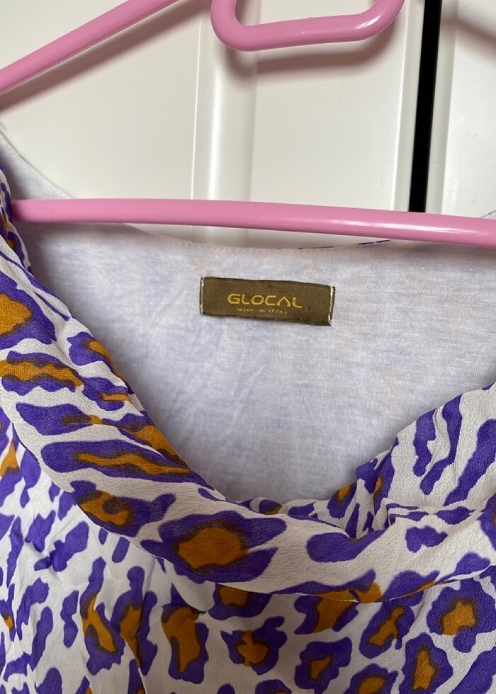 Degaje yaka diz üstü leopar elbise - Görsel 3