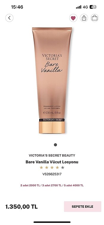 Victoria?s Secret bare vanilla vücut losyonu