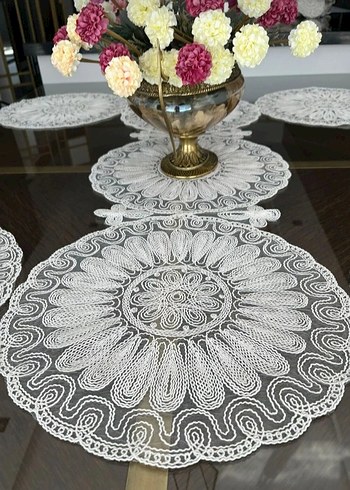 Nakışlı Modern Amerikan servis supla ve runner seti - Görsel 2