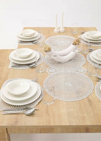 İşlemeli Beyaz Modern Klasik Amerikan Servisi - Görsel 2