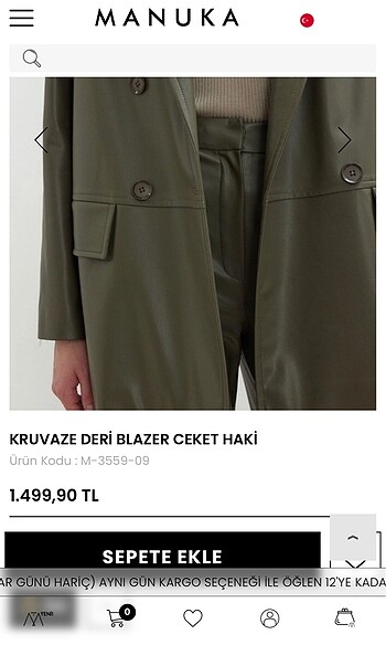 m Beden haki Renk Manuka deri ceket