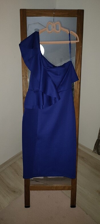 Tek Kol Volanlı Mavi Elbise 38 beden  - Görsel 5