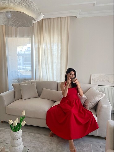 Zara KIRMIZI ELBİSE