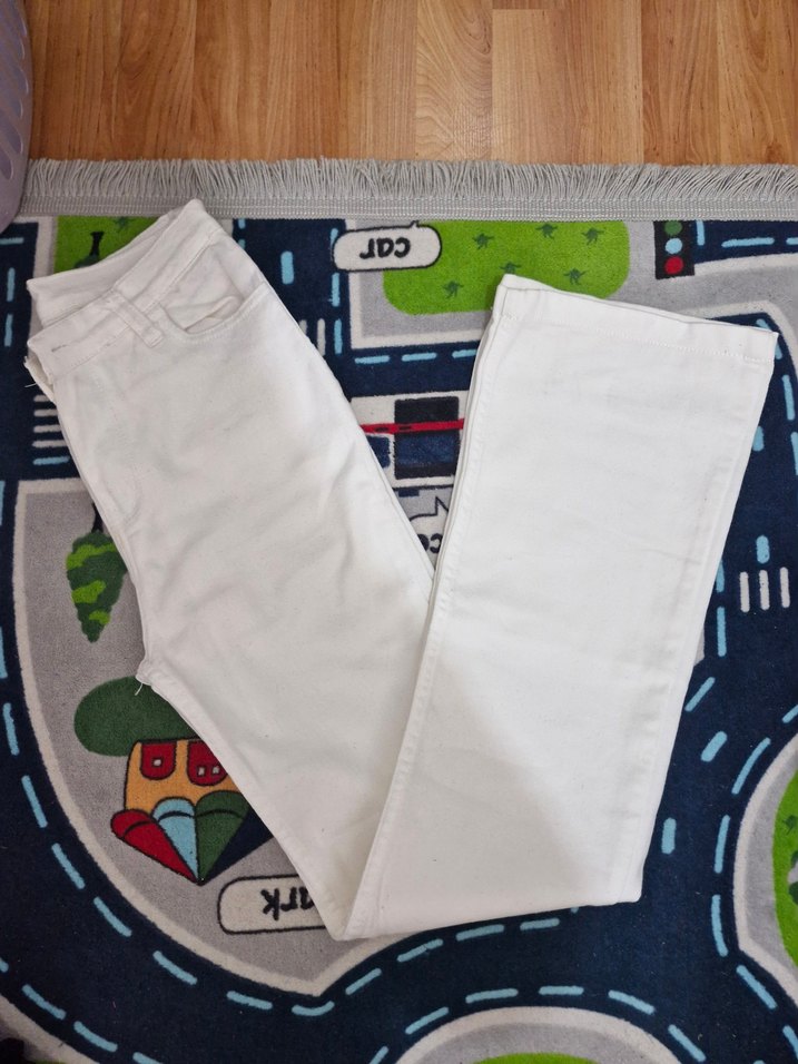 Kadın Beyaz İspanyol paçaPantolon - Görsel 3