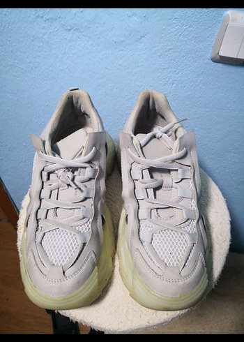 Gri Platform Topuklu  Lutvelizade Spor Ayakkabı - Görsel 6