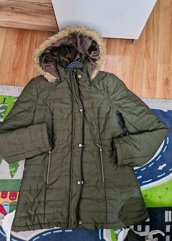 Kadın Haki Kürklü Kapüşonlu Mont - Görsel 4