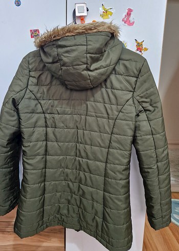 Kadın Haki Kürklü Kapüşonlu Mont - Görsel 3