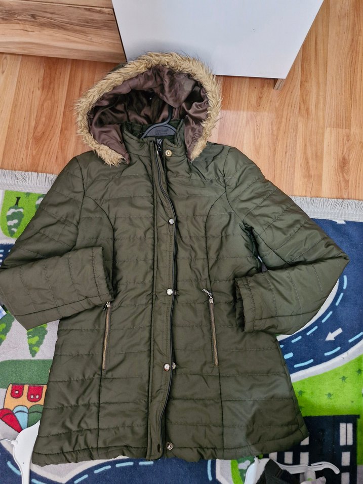 Kadın Haki Kürklü Kapüşonlu Mont - Görsel 4