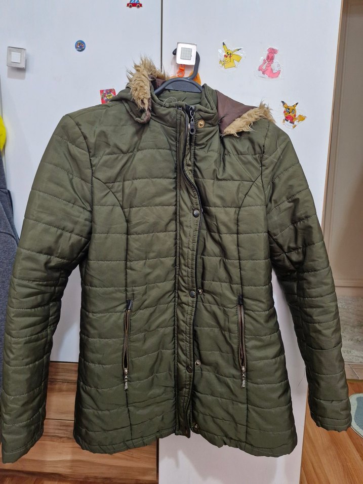 Kadın Haki Kürklü Kapüşonlu Mont - Görsel 2