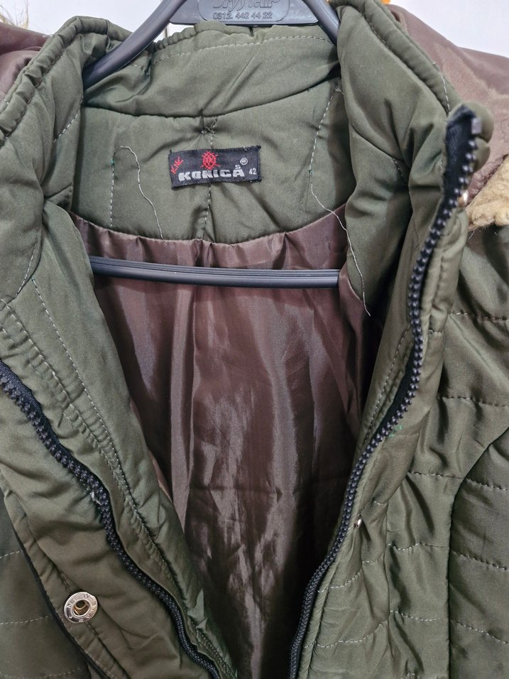 Kadın Haki Kürklü Kapüşonlu Mont - Görsel 5