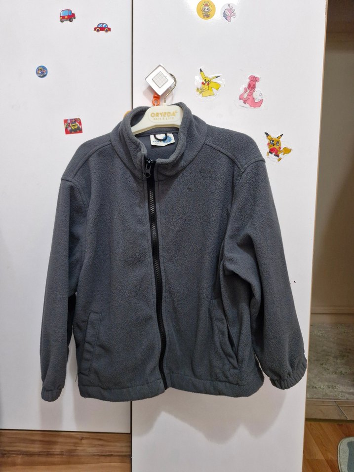 Gri Mavi Erkek Çocuk Fermuarlı Polar Hırka - Görsel 2