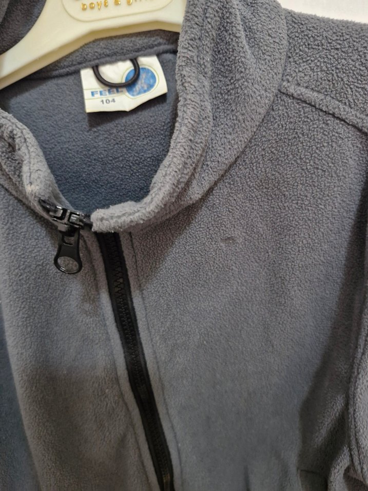 Gri Mavi Erkek Çocuk Fermuarlı Polar Hırka - Görsel 4