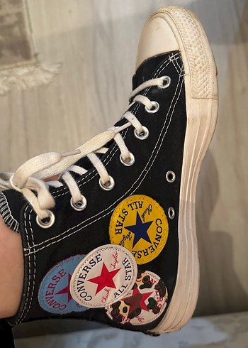 38,5 Beden siyah Renk Converse Kadın Grunge Punk Siyah Sneakers