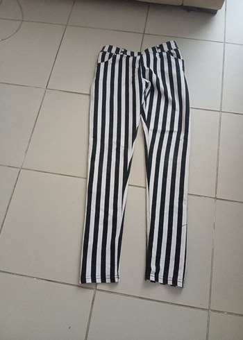 Çizgili Kadın Kumaş Pantolon