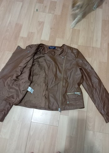Diğer Kahverengi Kadın Deri Biker Ceket