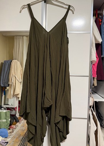 Calzedonia Haki V Yaka Asimetrik Uzun Tulum